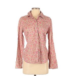 Talbots pink floral button up